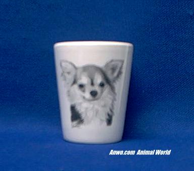 long hair chihuahua shot glass