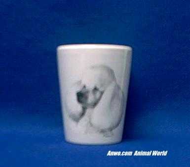 white poodle shot glass