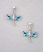 aqua blue dragonfly earrings