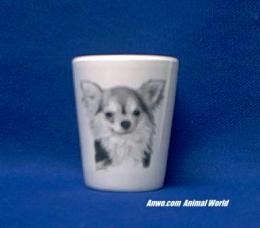 long hair chihuahua shot glass