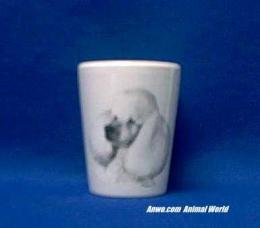 white poodle shot glass